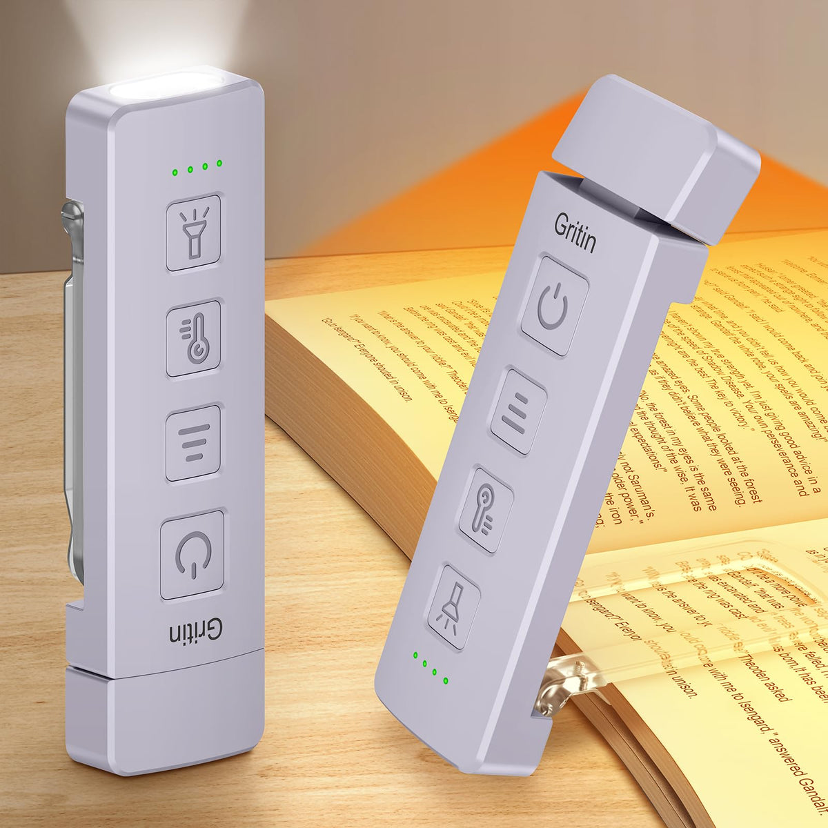 Gritin 2026 Gen 2 Rechargeable Book Light,2-in-1 Reading Light & Torch