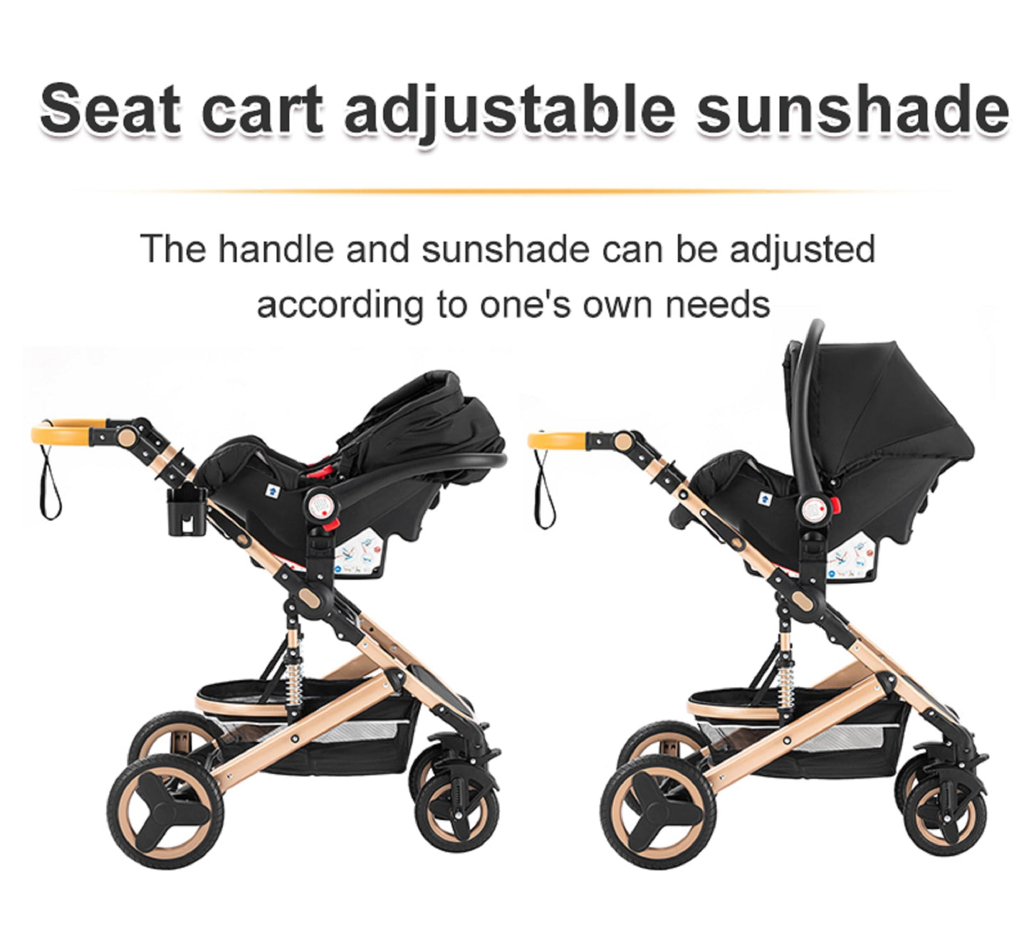 GLOKID 3 in 1 Prams Travel System, 0-4 Years, Foldable, Compact and Reclining Baby Pushchair, Aluminum Frame, Accessories, Nursery Bag (530 Red)