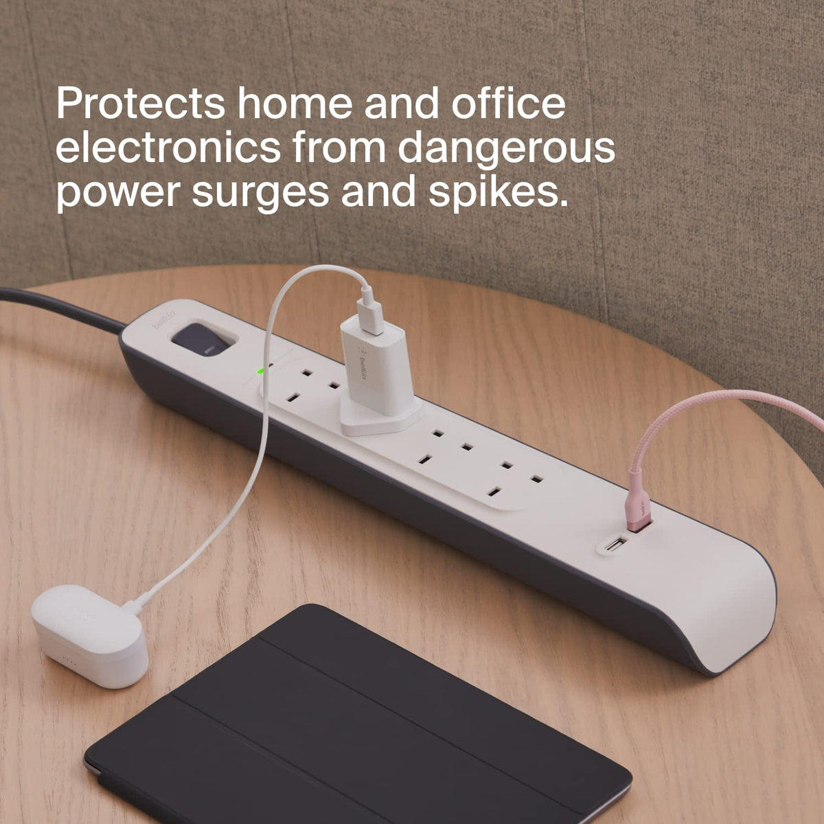 Belkin 4 Way/4 Plug 2 m Surge Protection Extension Lead Strip, White
