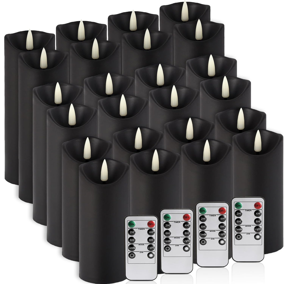 LIVEN Flickering Flameless Candles Battery Operated with Remote,Led Pillar Candles with Realistic Moving Wick Candles for Halloween,Christmas,Home Decor Pack of 12 (D2.2 xH 5" 6" 7")(White)