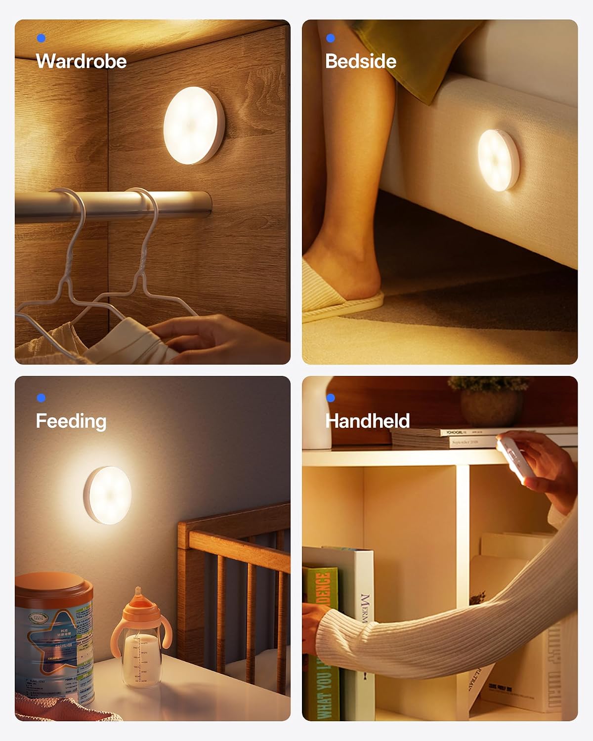 Homelist Motion Sensor Lights Indoor, Rechargeable Night Light, 6 Pack