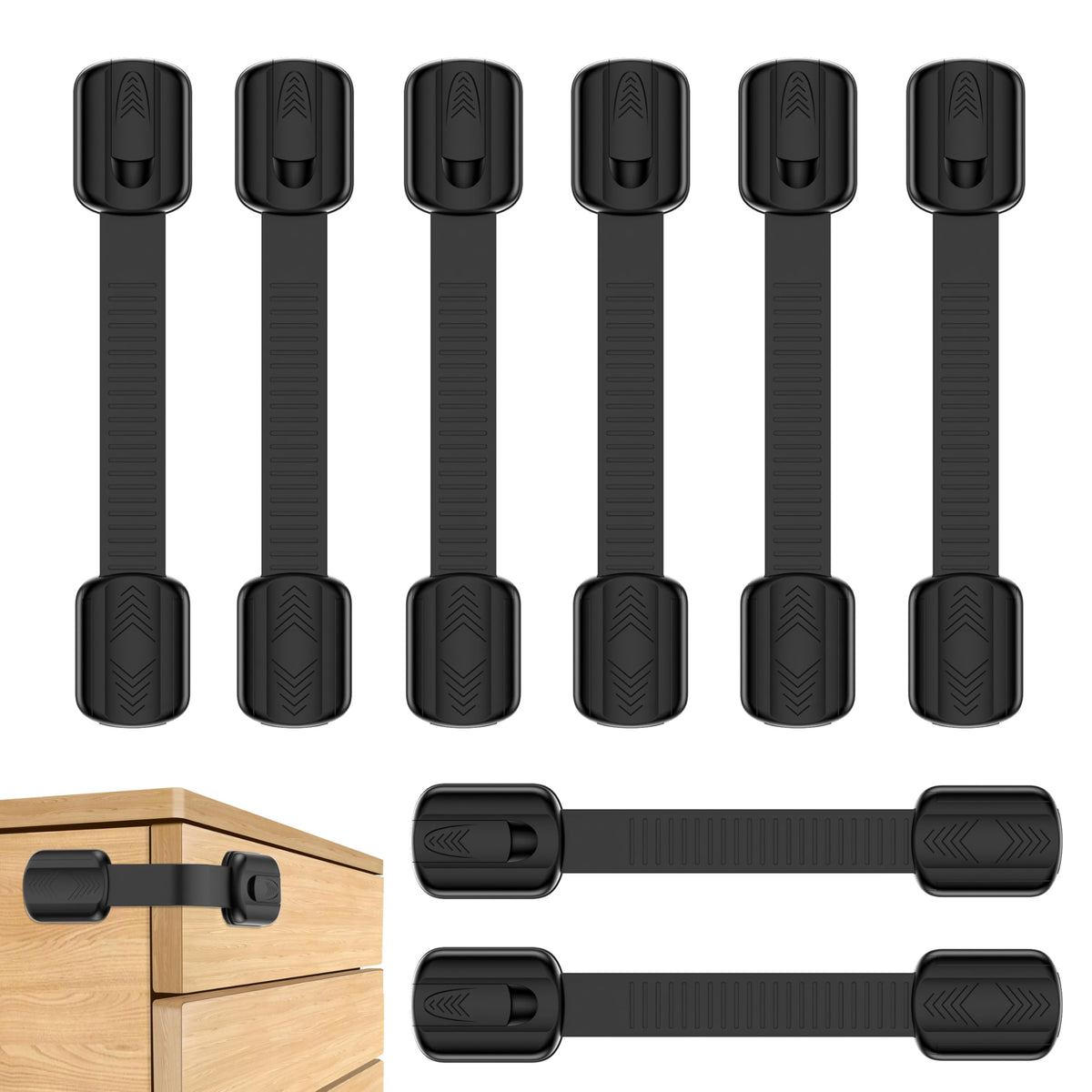 Adjustable Child Locks for Kitchen Cupboards 10 Pack - White