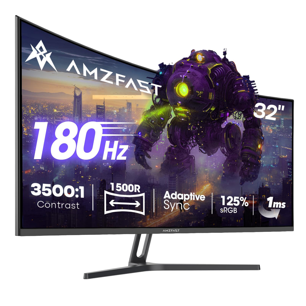 Amzfast 24 Inch 200Hz Gaming Monitor, FHD 1080P Fast IPS, 1ms MPRT, Adaptive Sync, AI-Crosshair, 110% sRGB, HDR, Low Blue Light, HDMI2.0&DP1.4, VESA75x75mm for PC Desktop Laptop PS5 Xbox, G24X1W