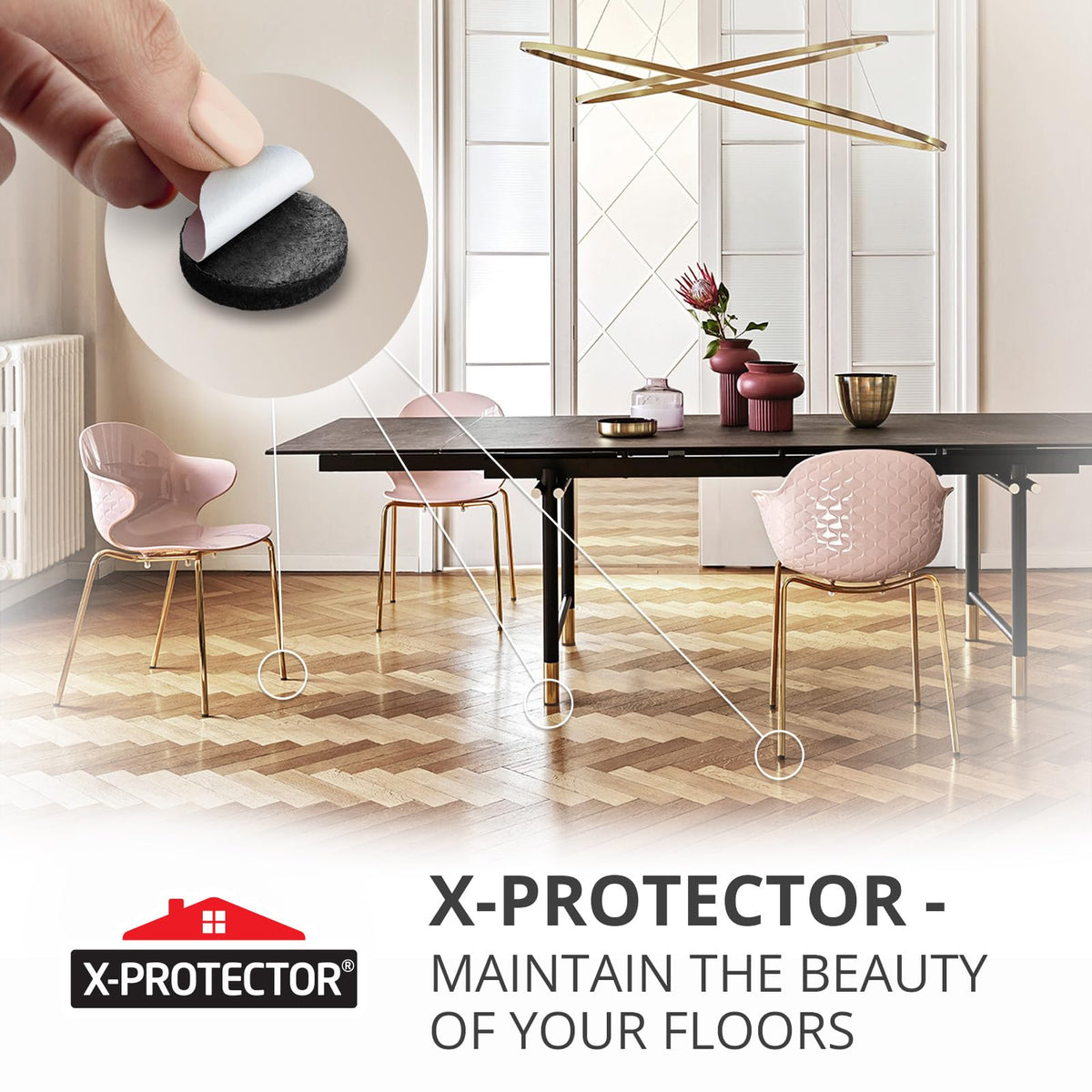 Chair Pads Floor Protectors X-PROTECTOR 48 PCS 25mm - Felt Furniture Pads