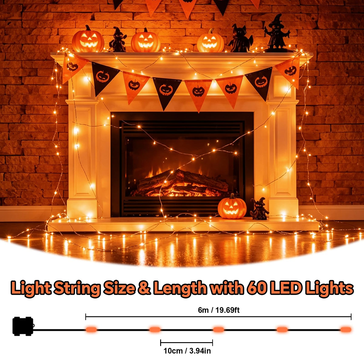 60LED 6m Fairy Lights Battery Operated, Battery Powered String Light Indoor