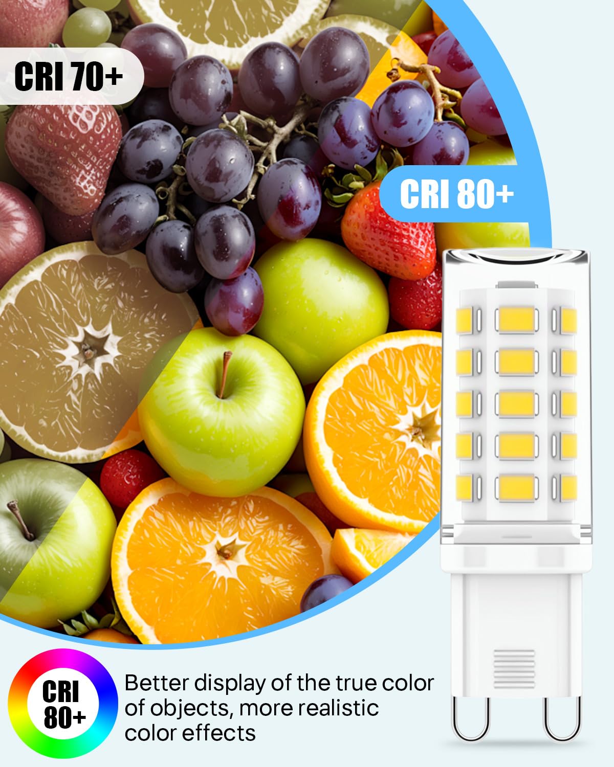 6 Pack G9 LED Bulbs Warm White, 4W, 3000K, No Flicker, Equivalent to 40W Halogen, 400LM, Non-Dimmable, Energy Saving G9 LED Light Bulbs for Decoration, Office, Home Lighting Decor and More