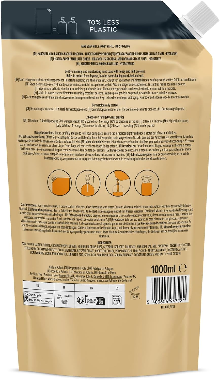 by Amazon Milk & Honey Hand Soap Refill, 2 x 1000ml