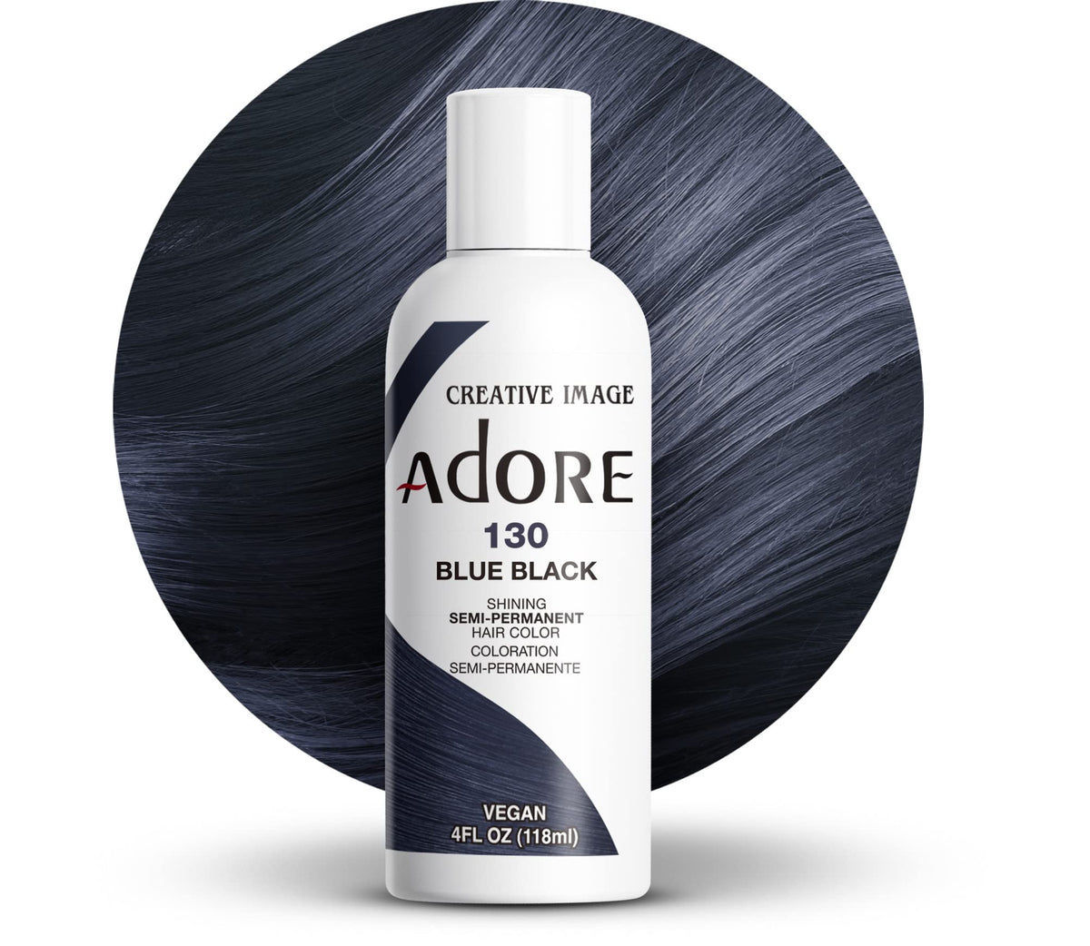 Adore Shining Semi Permanent Hair Colour 121 Jet Black – Vibrant Black Hair Dye, Vegan & Cruelty-Free, Ammonia, Peroxide & Alcohol Free
