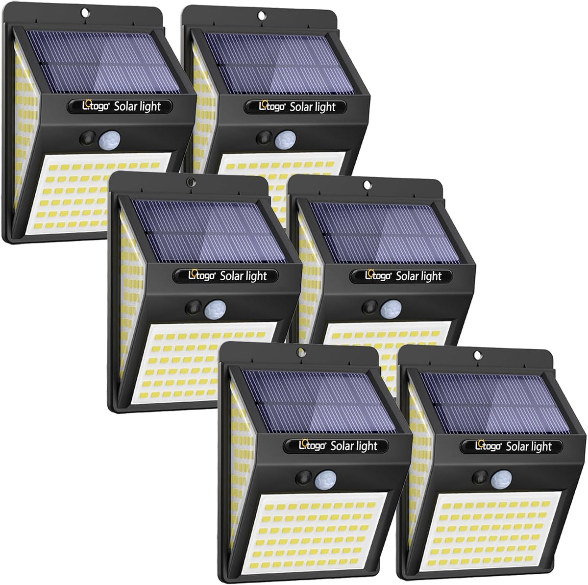 litogo [4 Pack White Frame 140LED Solar Security Lights Outdoor, Solar Motion Sensor Lights 270ºWide Angle Waterproof Solar Powered Durable Wall Lights Outside 3 Modes