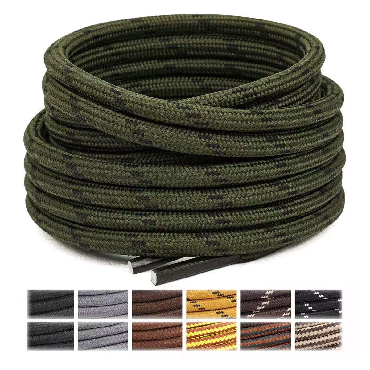 Stepace 2 Pairs Round Heavy Duty Boot Laces for Hiking and Work Boots