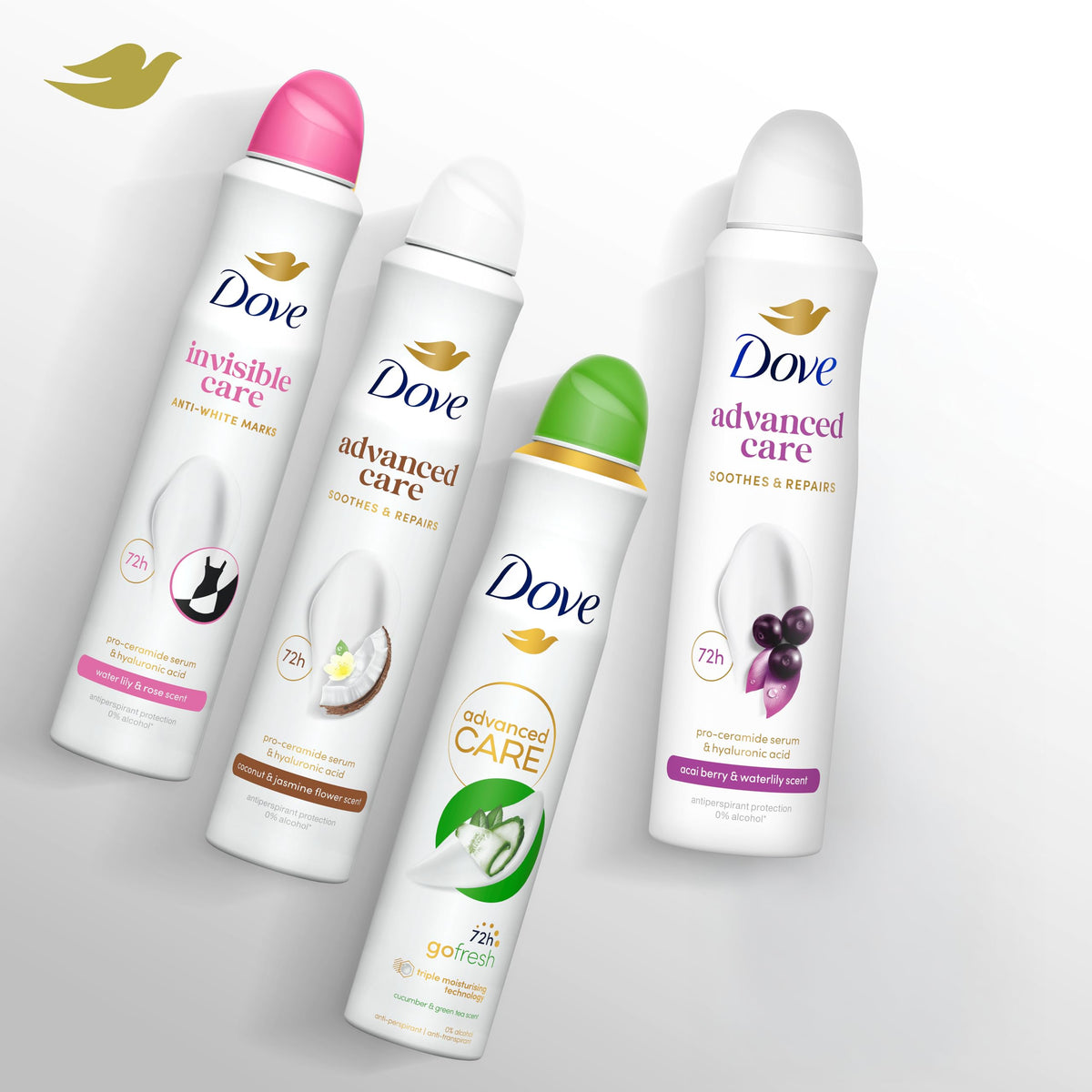 Dove Advanced Care Original Anti-Perspirant Aerosol Women's Deodorant Spray with Pro-Ceramide technology for 72 hour protection against sweat and odour 200 ml