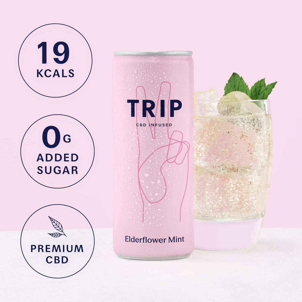 TRIP Sparkling Drink, Low Calorie, Vegan, Peach Ginger, 12 pack