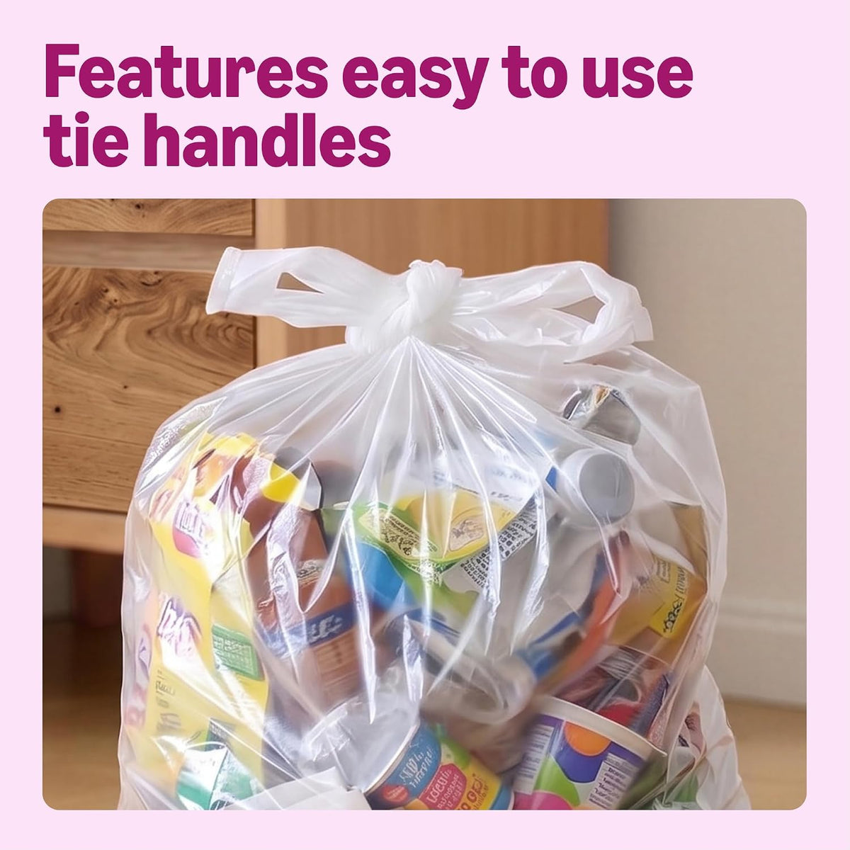 by Amazon Bin Liners with Carry Handles, 25 Litre, Transparent, 30 Count