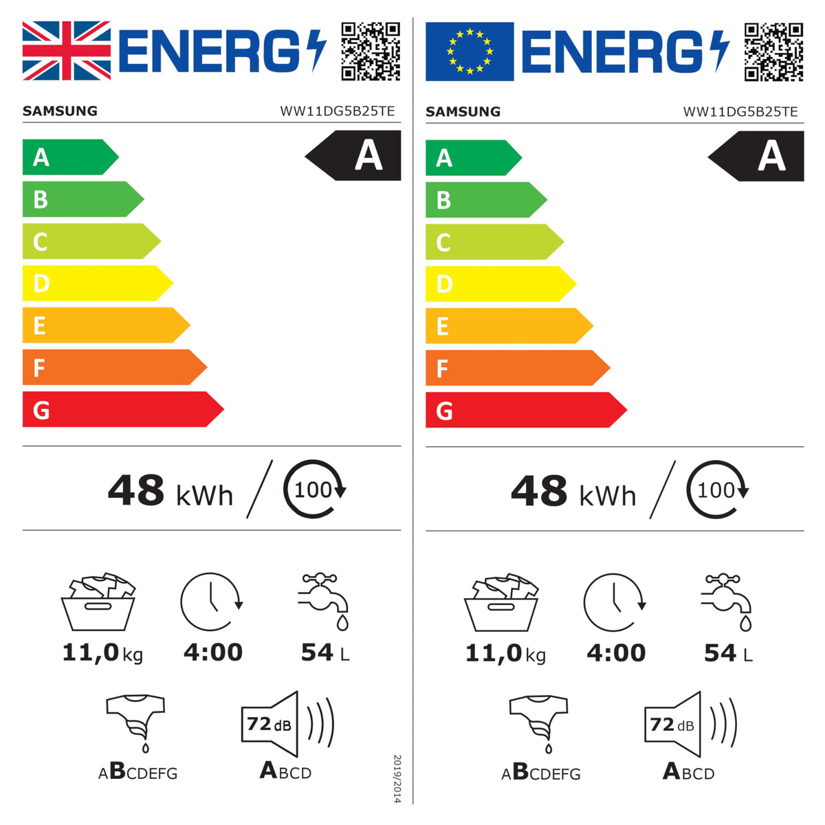 Samsung Series 6 AI Energy Washing Machine, 9kg, 1400rpm, Black, WW90DG6U25LBU1