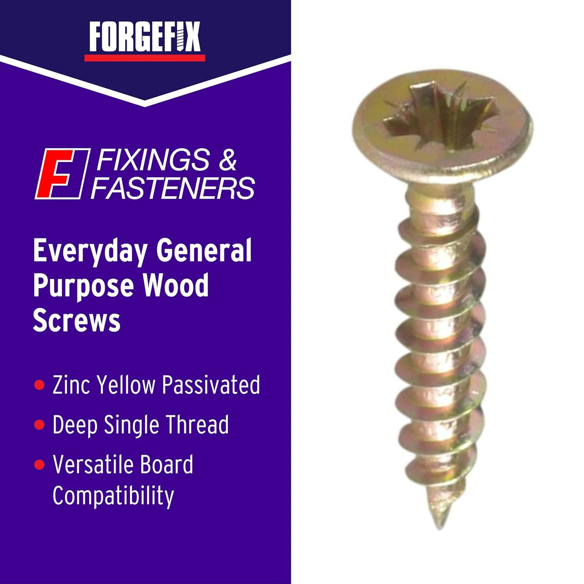 ForgeFix Multi-Purpose Single Thread Screws | 3.5 x 40mm | Zinc | Box 200