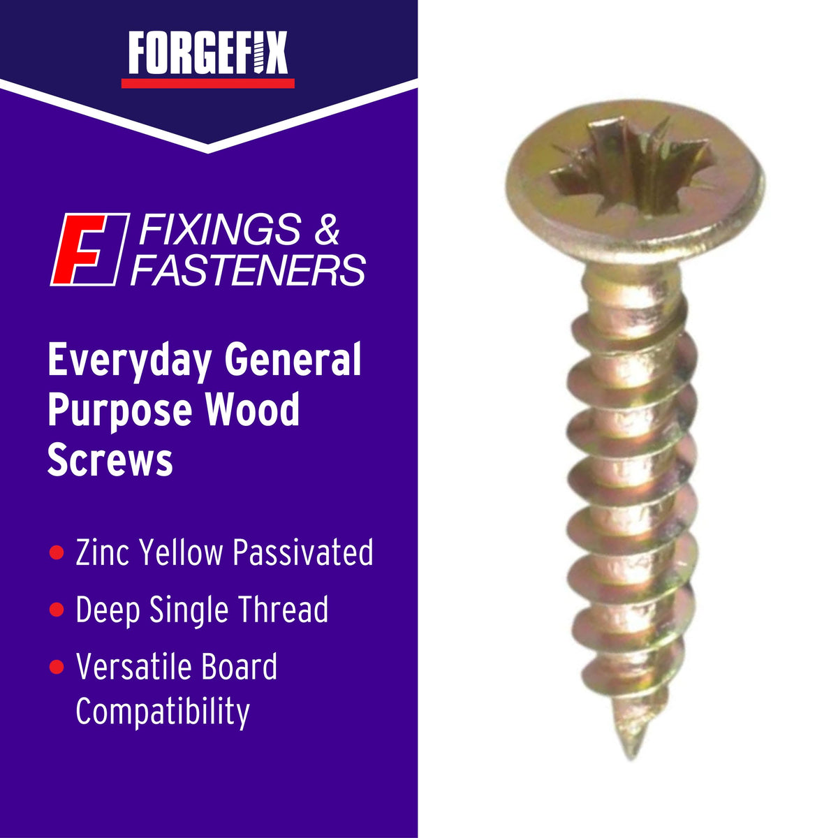 ForgeFix Multi-Purpose Single Thread Screws | 3.5 x 40mm | Zinc | Box 200