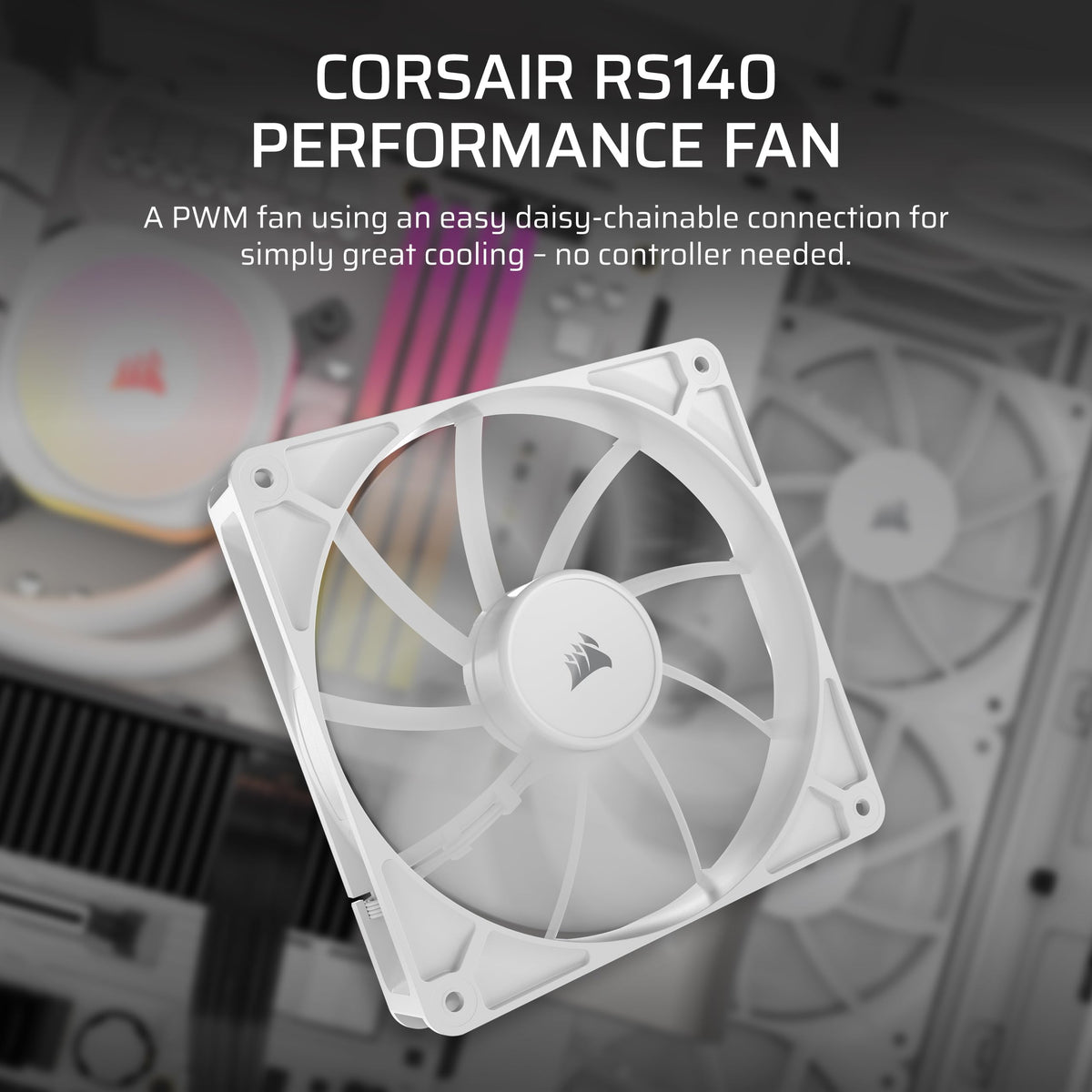 CORSAIR RS120 ARGB 120mm PWM Fans – Daisy-Chain Connection – Low-Noise – Magnetic Dome Bearing – Triple Pack – White