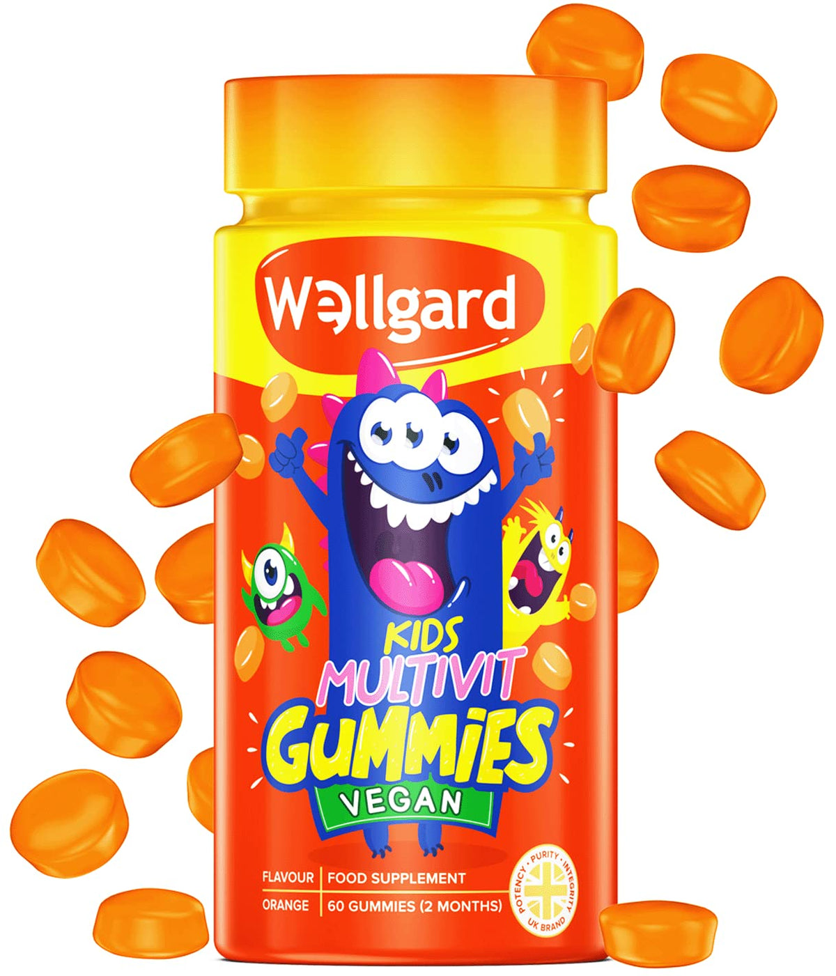 Wellgard Kids Calcium & D3 Gummies - 2 Month Supply - Vegan Chewable Calcium and Vitamin D3 Gummies, Mixed Berry Flavour