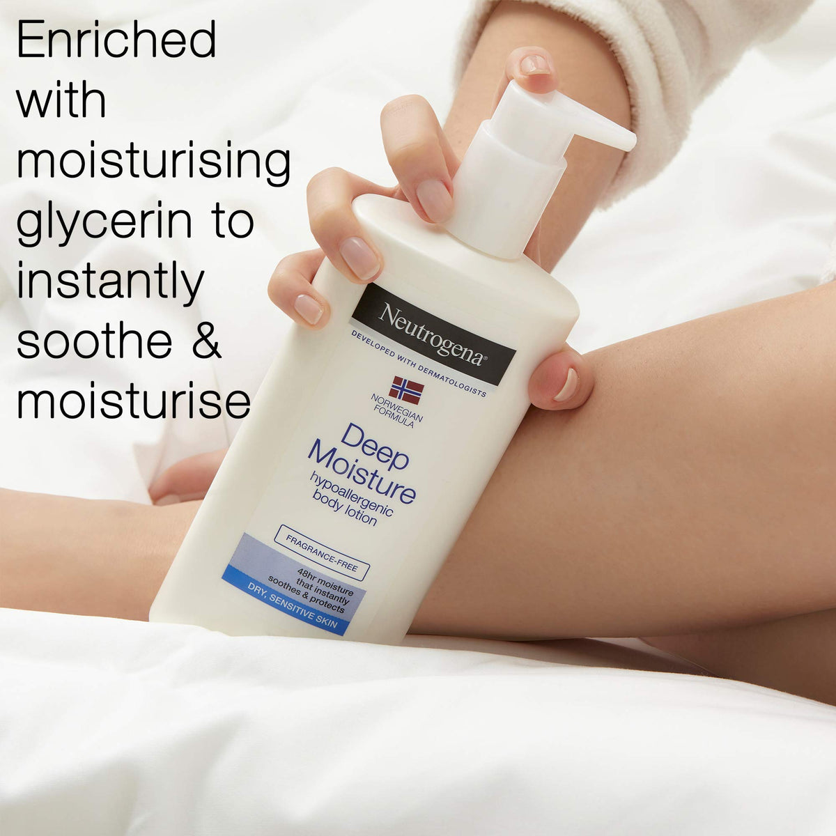 Neutrogena Norwegian Formula Deep Moisture Body Lotion (1x 400ml), Fragrance-Free Moisturiser for Sensitive and Dry Skin, Provides 48-Hour Moisturisation