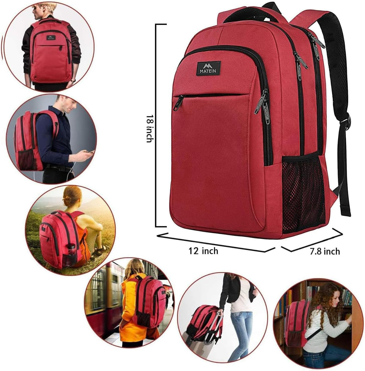 MATEIN Travel Laptop Backpack, Work Bag Laptop Bag, Rucksack for Men Work