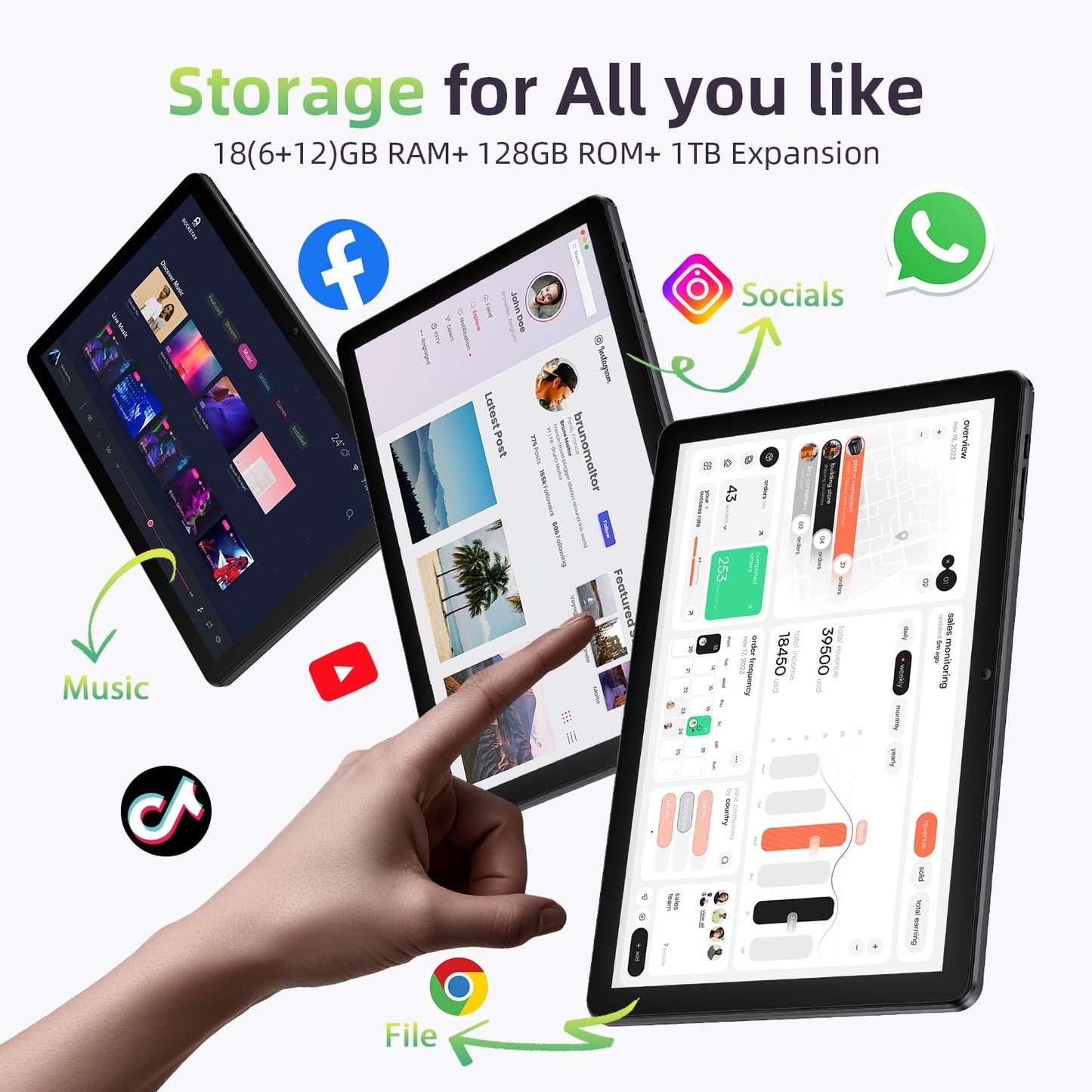 Tablet 10 Inch, Android 15 Tablets with Case, Mouse & Keyboard, Octa-Core, 24GB RAM+128GB ROM+1TB Expand, 1280 x 800 HD IPS Display, Dual Camera, 6000mAh, WiFi 6, BT 5.0, Widevine L1, GPS (Gray)