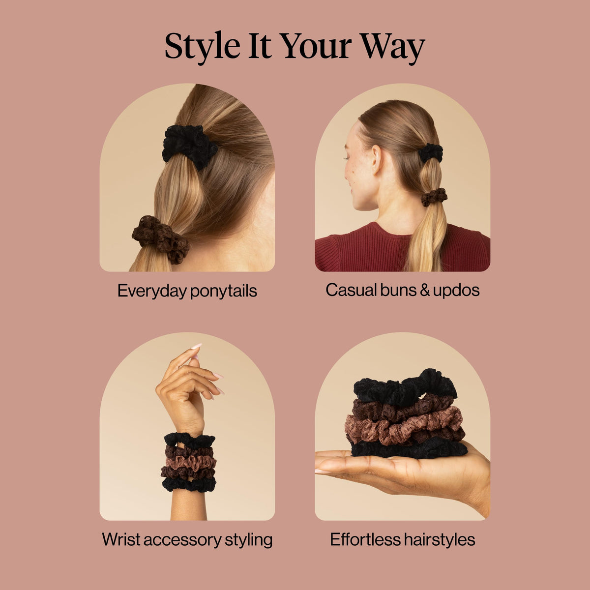 Kitsch Satin Scrunchies for Women 3pcs - Garden Bouquet