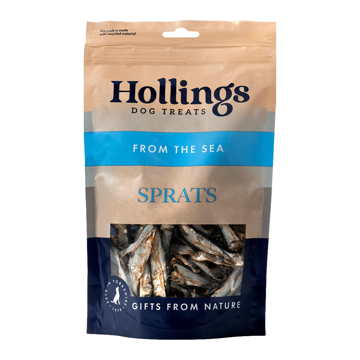 Hollings Sprats Dog Treats, 100% Natural with Fresh Fish Air Dried Treats for Dogs, Hypoallergenic and Grain Free 100g (Pack of 10)