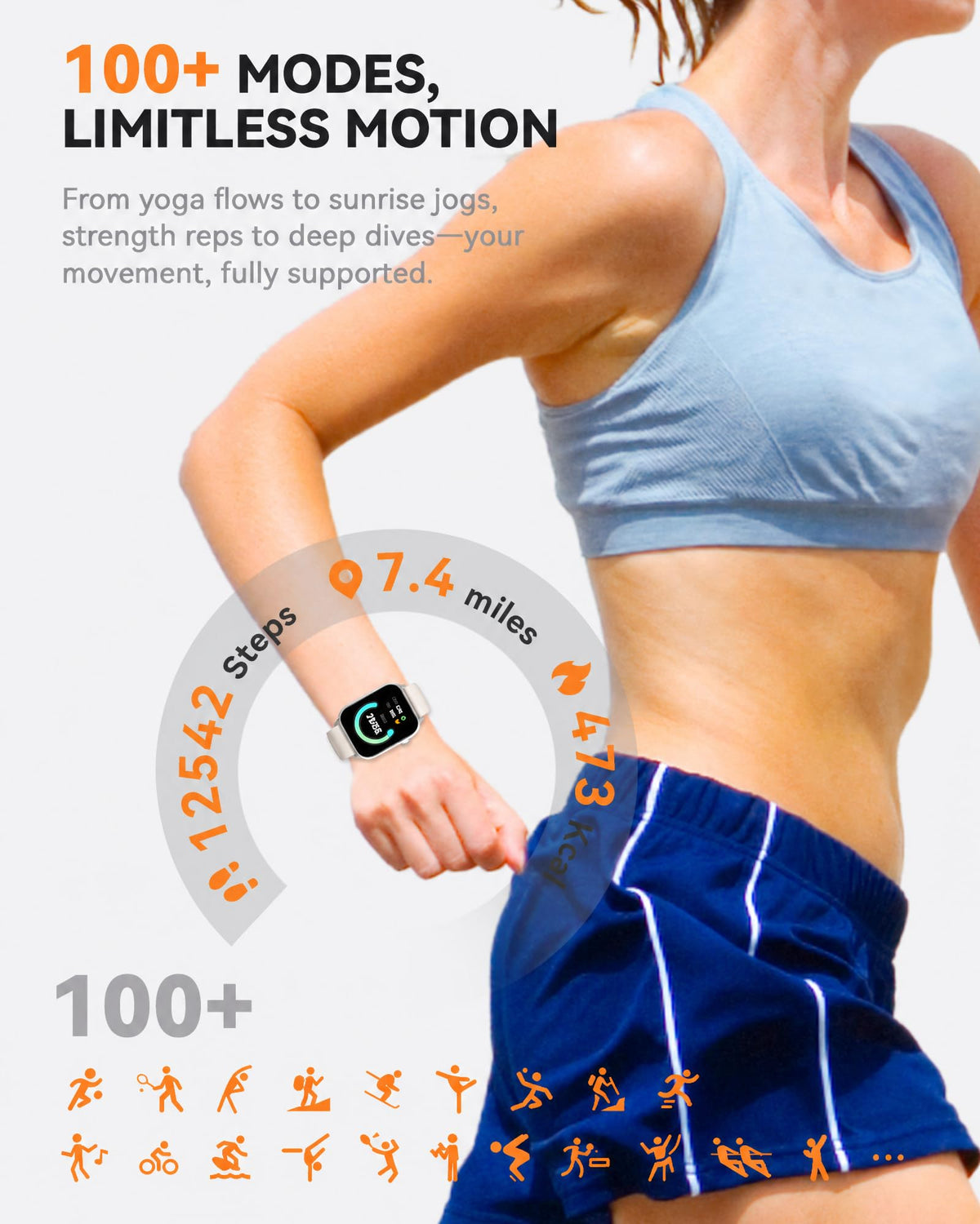 Smart Watch for Men Women- Answer/Make Call, 2024 IP68 Waterproof Fitness Tracker Watch with Sleep Step Counter Activity Smartwatch for Samsung Android iPhone iOS (Black-Blue, 1.83)