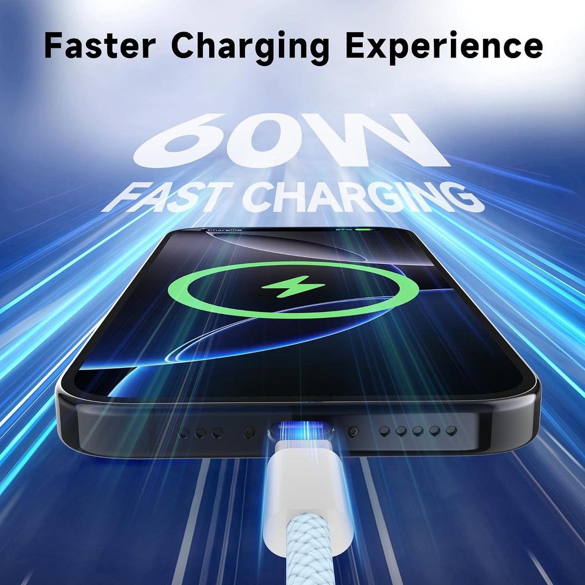 3Pack 1M USB C to USB C Charging Cable Apple 60W 5A usb c fast charger cord