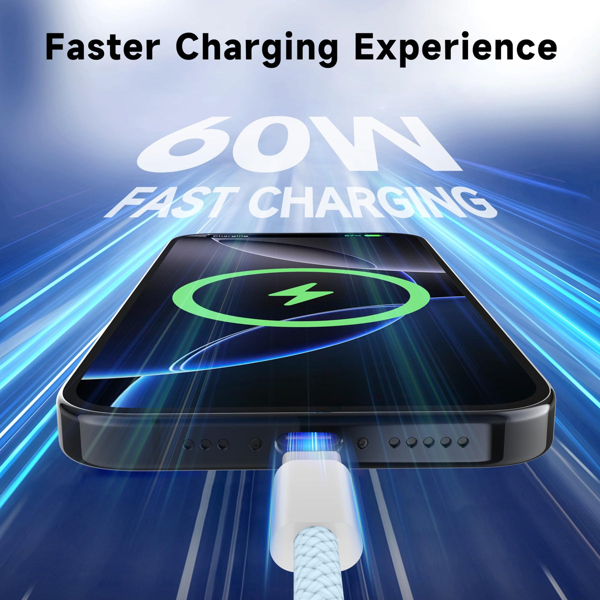 3Pack 1M USB C to USB C Charging Cable Apple 60W 5A usb c fast charger cord