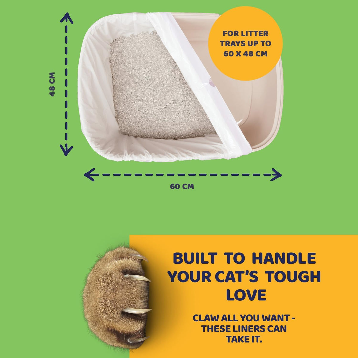 Pettiny 20 XL Cat Litter Tray Liners with Drawstrings Scratch Resistant Bags for Extra Large Litter Box