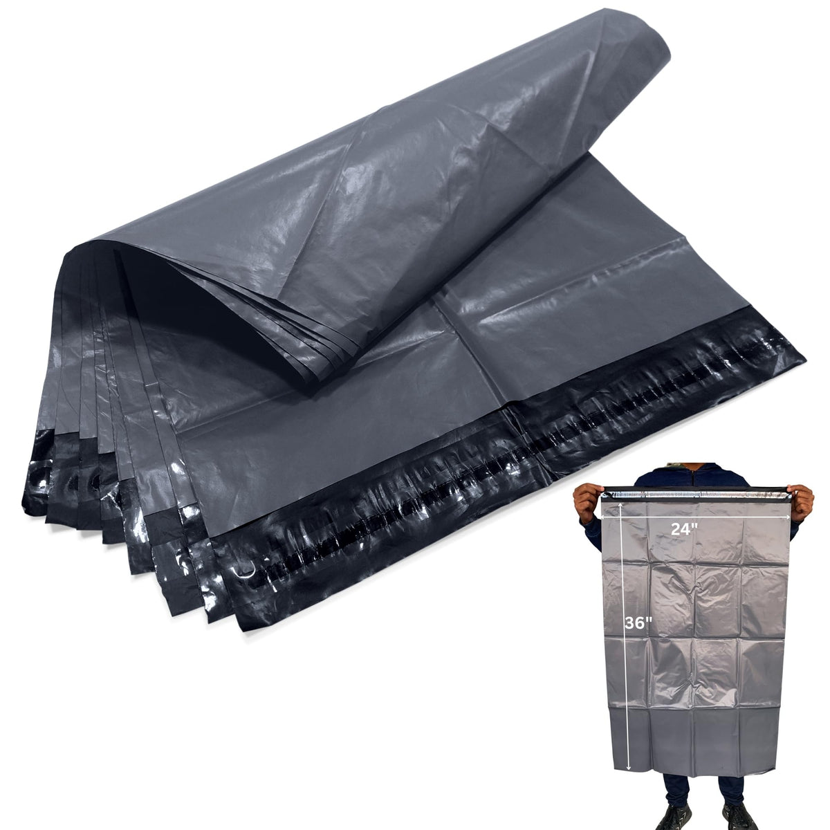 JeeJaan® 200 Small Grey Parcel Bags 4" x 6" (102 x 152mm) Strong Poly Mailer Small Postage Mailing Bags Courier Shipping Postal Bags - Posting Packing Envelopes