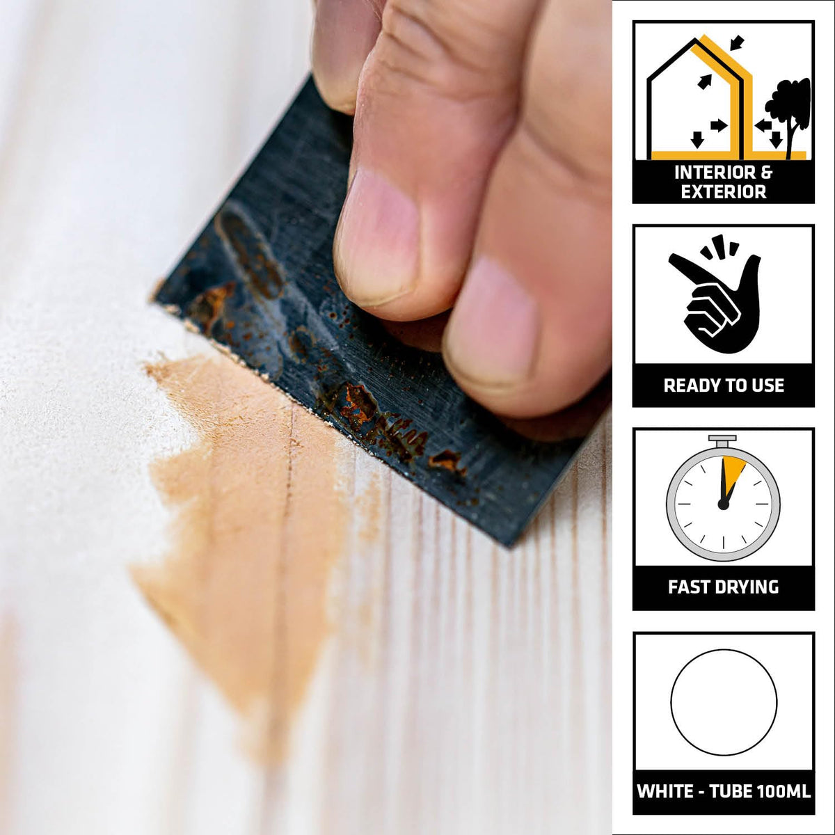 Everbuild Multipurpose Wood Filler – Suitable for Indoor and Outdoor Use – Sandable – Light Oak – 250ml