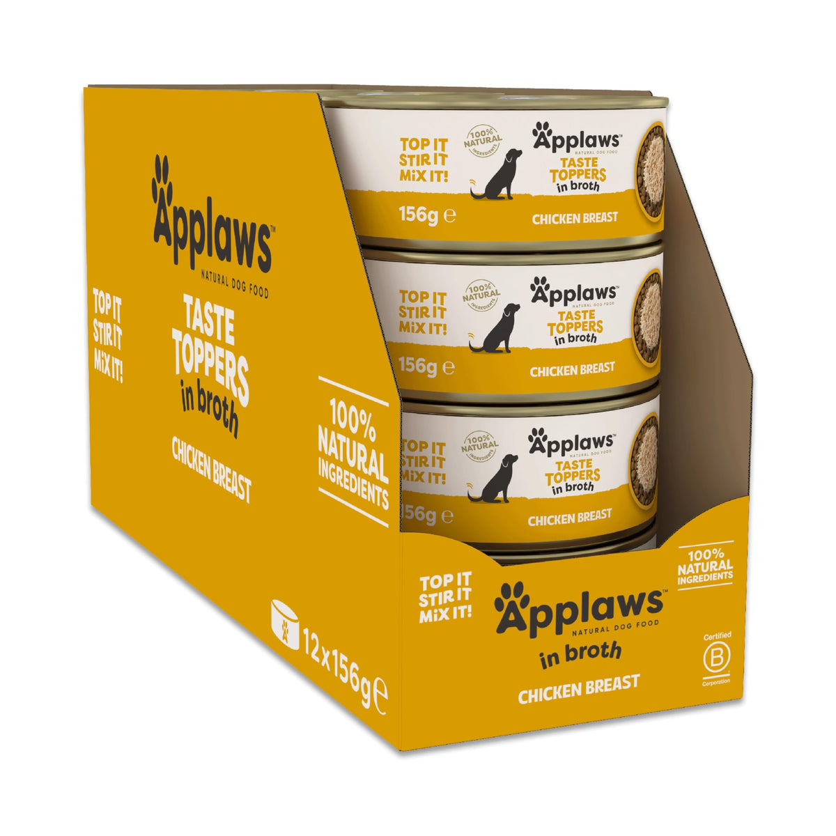 Applaws Natural Wet Dog Food Topper, Chicken Selection in Broth, 8x156g Tin
