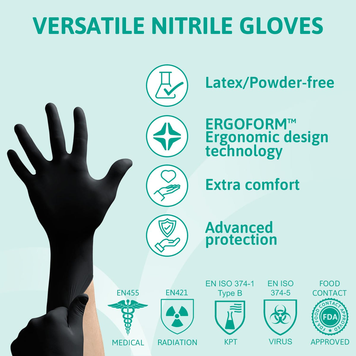 Ansell Microflex 93-732, Multipurpose Nitrile Disposable Gloves for Precise Handling and Mechanical Tasks, Latex Free, Powder-Free, Size M (100 Pieces)