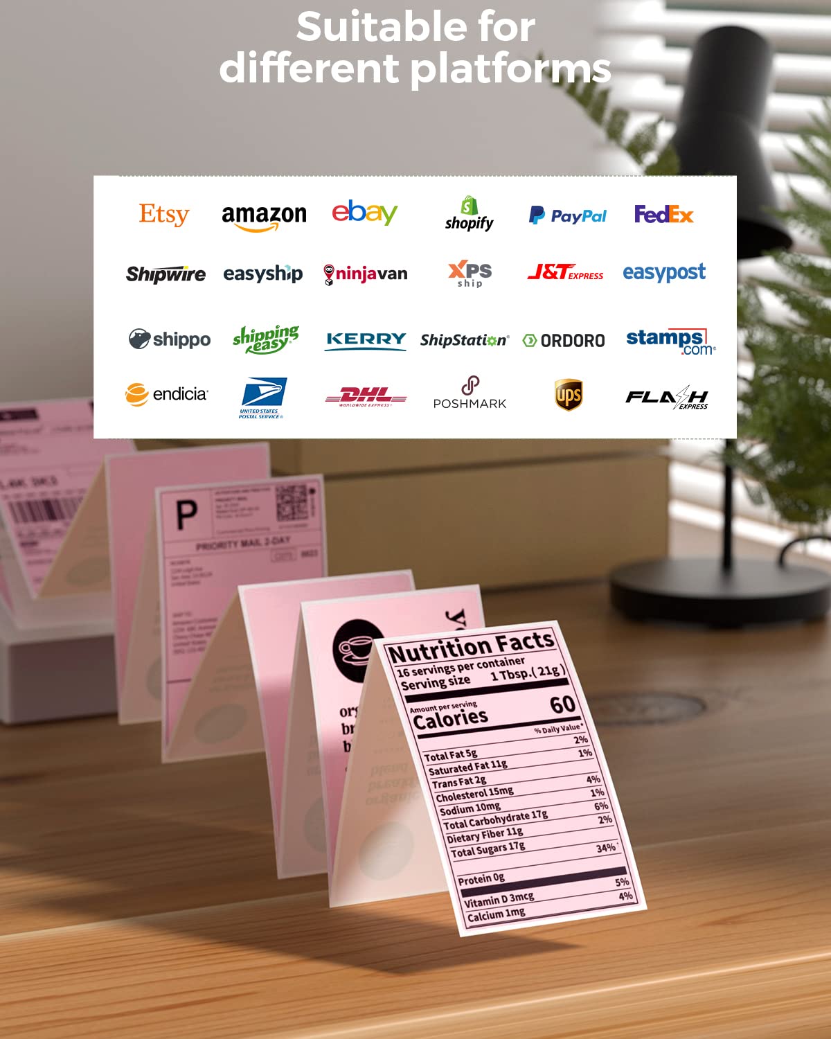 MUNBYN 4x6 Direct Thermal Labels, Fanfold Shipping Label Paper for Thermal Printer, Pack of 1000 Permanent Adhesive Labels for Shipping Packages