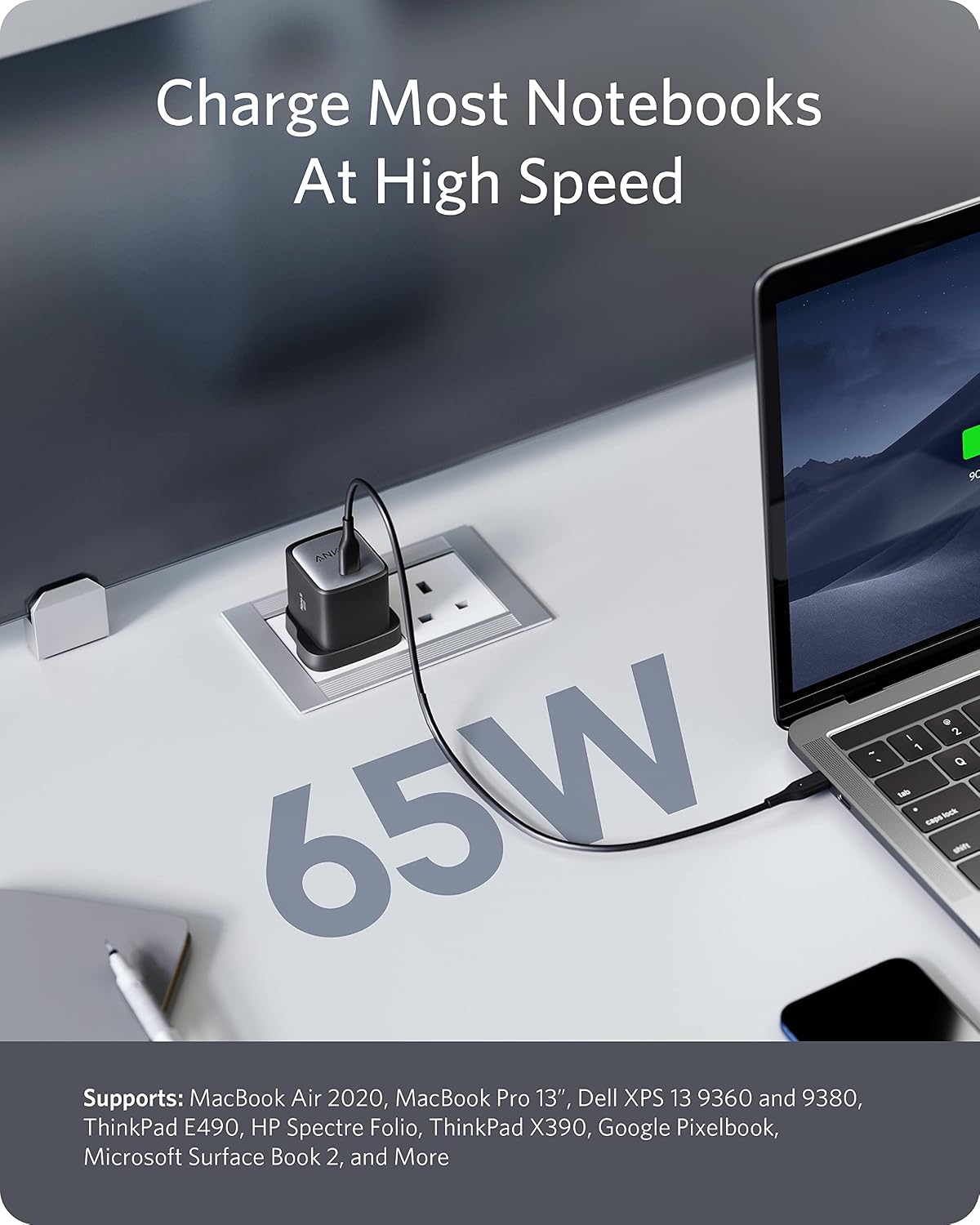 Anker Nano II 65W GaN II PPS Compact Fast Charger USB C Plug