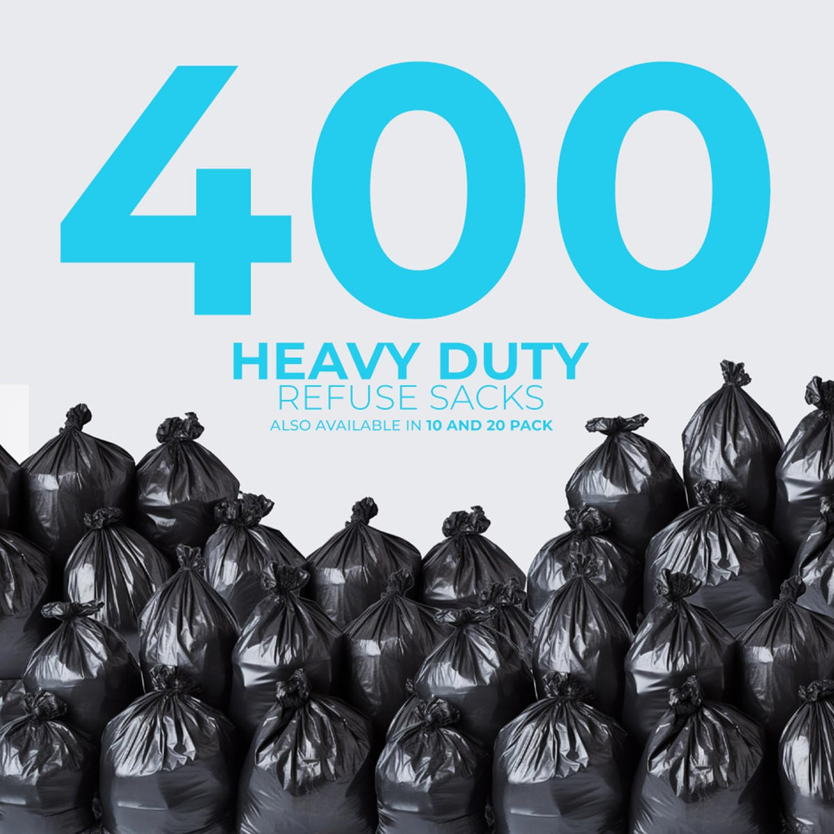 Roe Tenpo 100 Pack Heavy Duty Black Bin Bags – 100L, 33 μm Recyclable Refuse Sacks, Leak-Proof Bin Liners – Rubbish Bags for Kitchen, Home, DIY & Garden, Household, Office & Catering