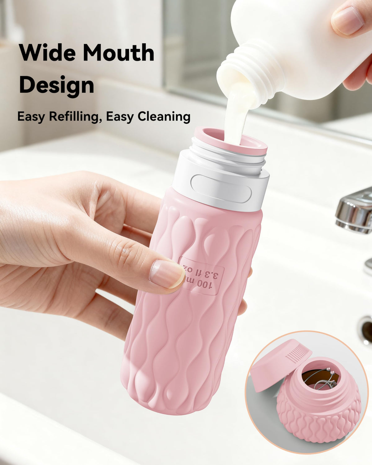 100ml Silicone Travel Bottles for Toiletries for Shampoo and Conditioner