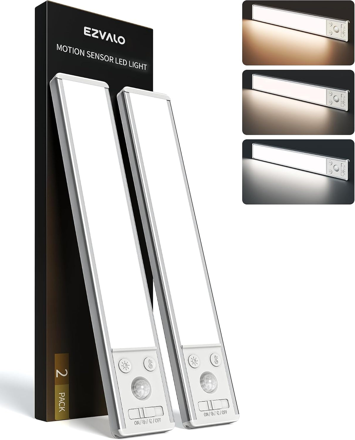 EZVALO Under Cabinet Kitchen Lights, Motion Sensor Lights Indoor 2-Pack