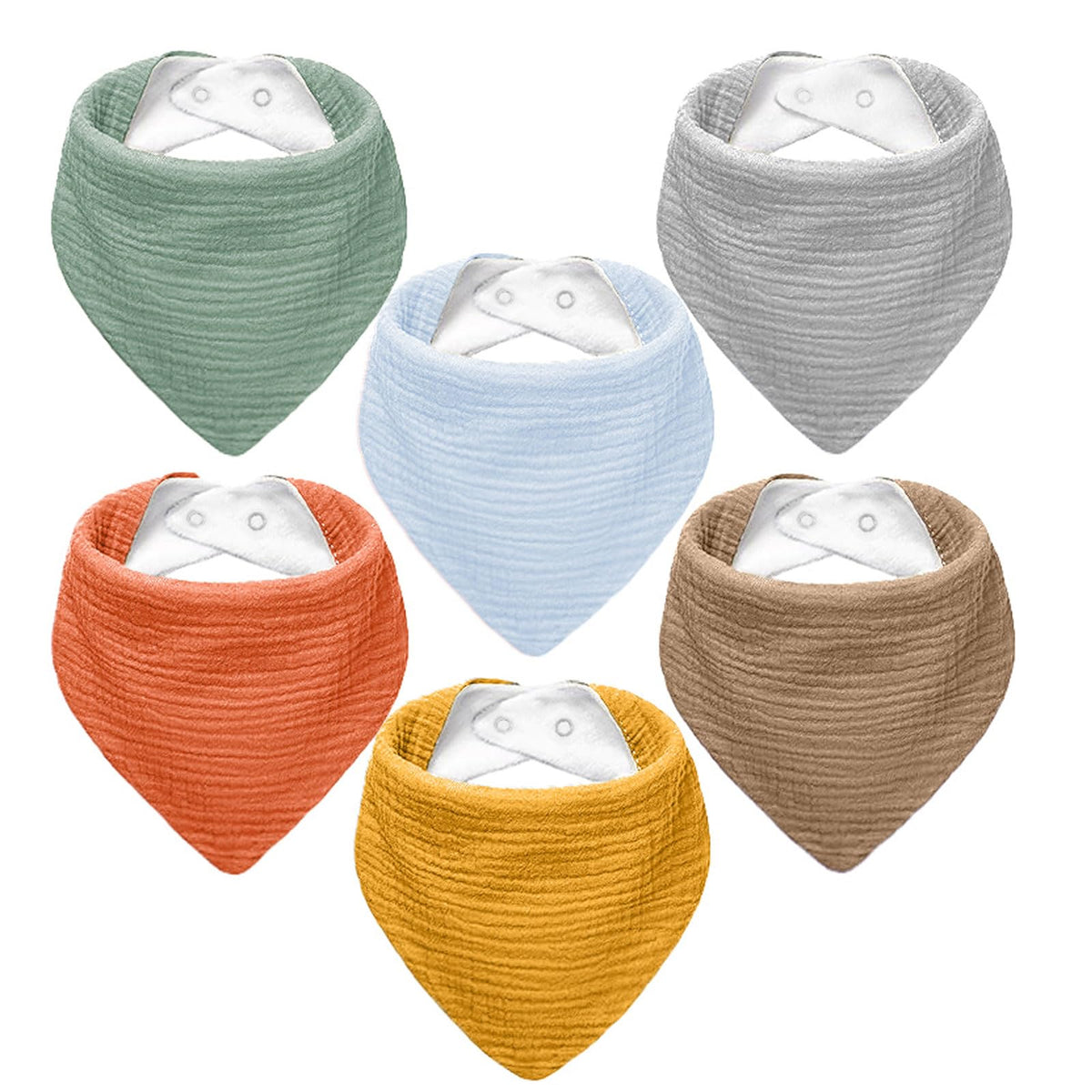 NISXABEBE Muslin Baby Bibs 6 Pack Dribble Bandana Bibs Cotton Drool Bibs for Teething Soft and Absorbent with Adjustable Snaps