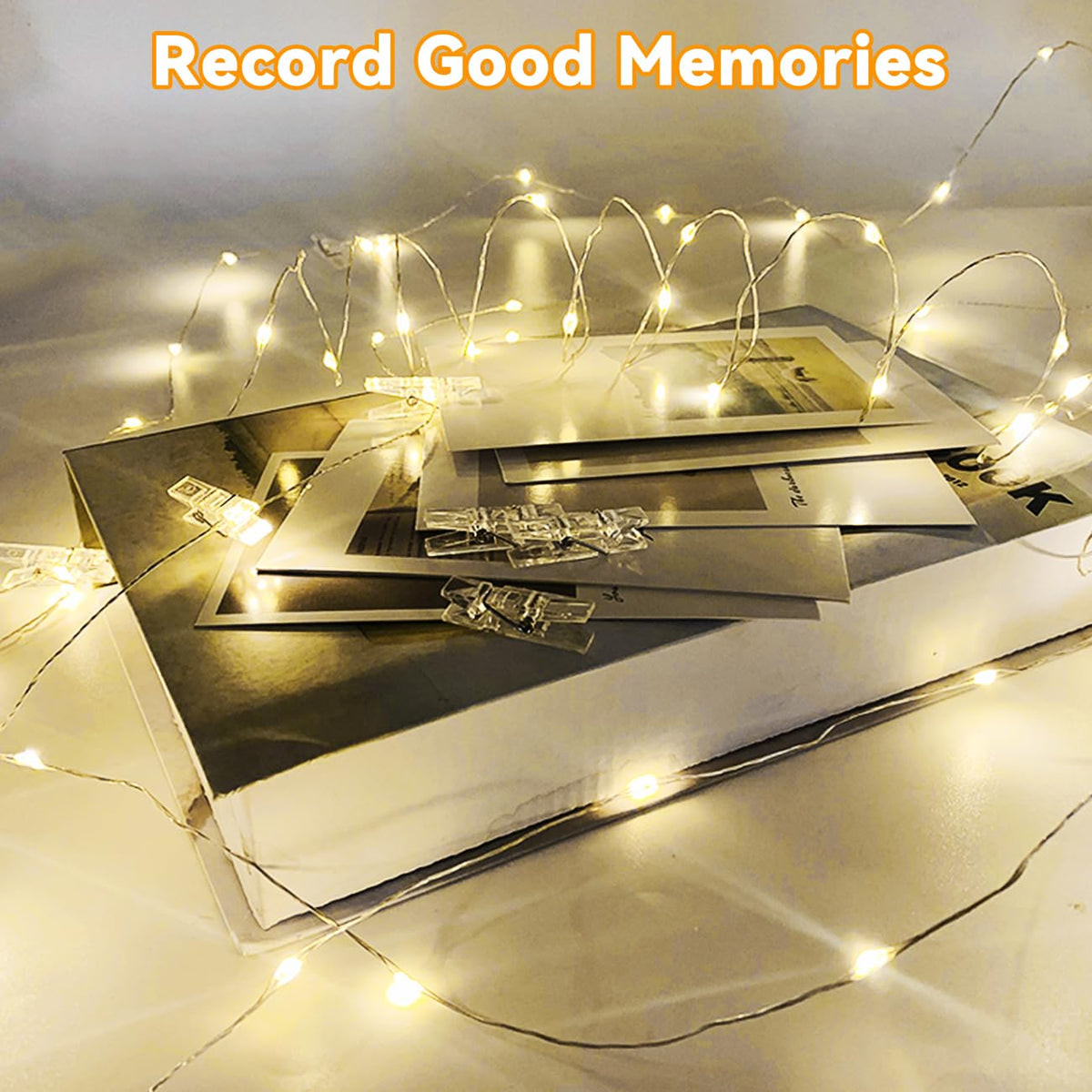 Kolpop 50LED Photo Clip String Lights, 5M Photo Peg Fairy Lights Indoor with 30 Clips Battery Powered Cooper Wire Hanging String Photo Display for Bedroom Birthday Wedding Party Christmas Decorations