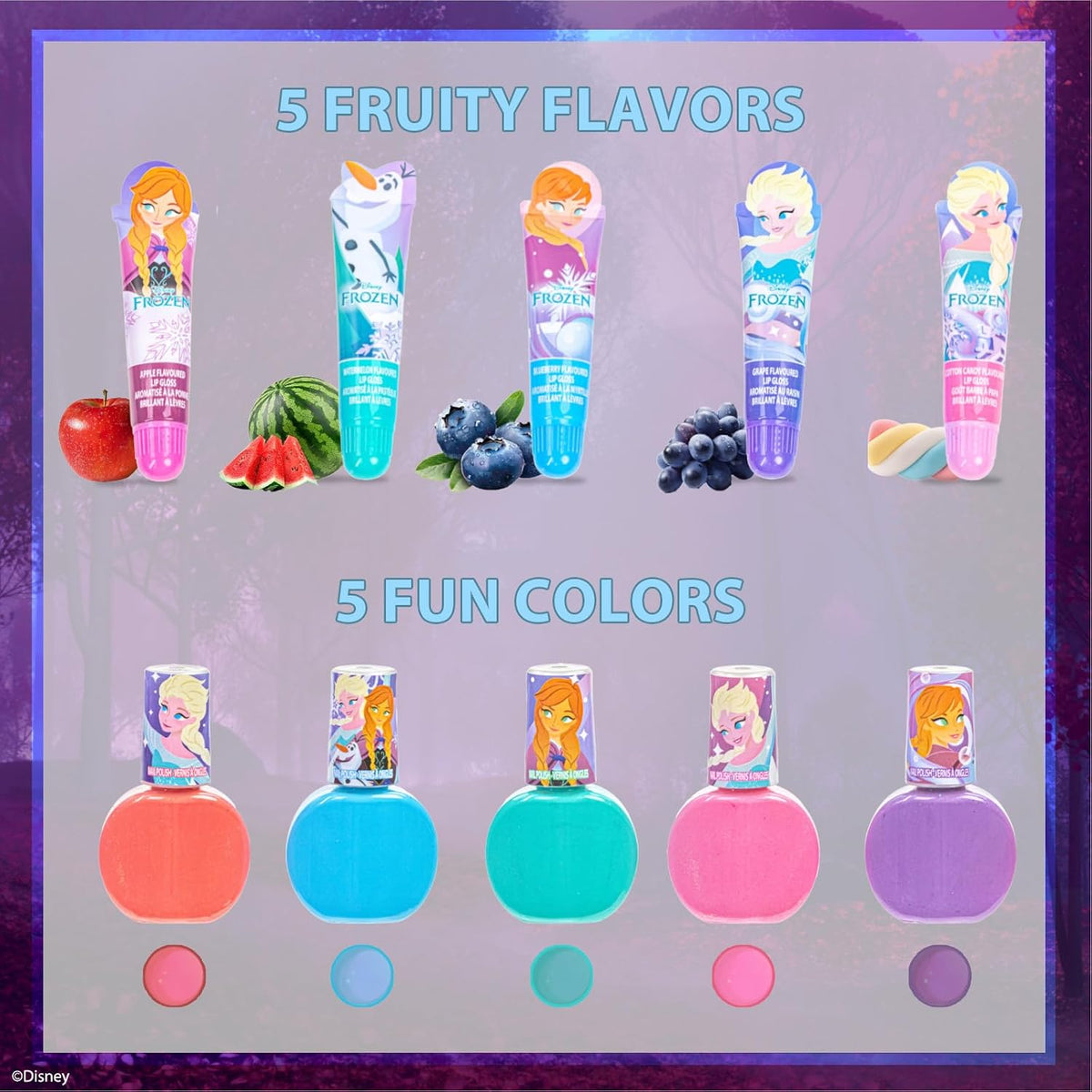 Disney Frozen Kids Lip Gloss and Nail Polish Set Kids Makeup Set Age 3+
