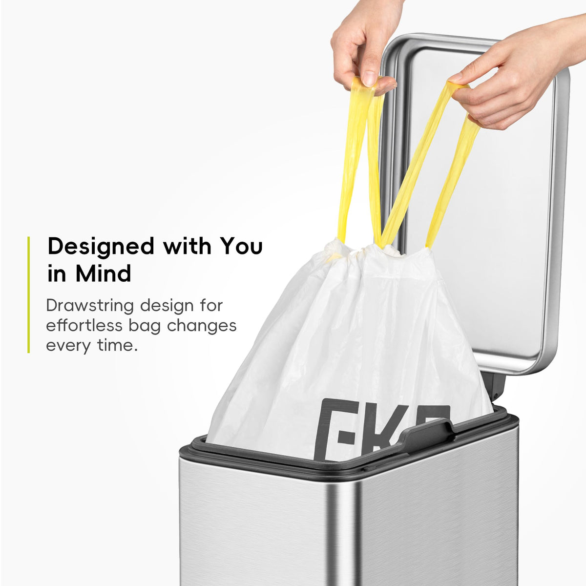 EKO Bin Bags, Kitchen Bin Liners, Drawstring, 40-60 Litre, 12 Count, Code F