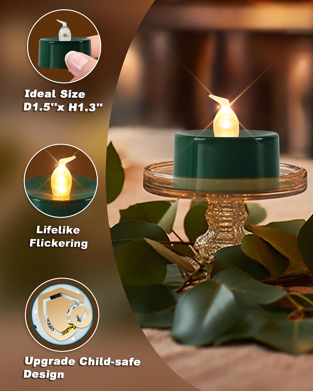 Homemory Led Battery Operated Tea Lights, Fake Electric Flickering Candles