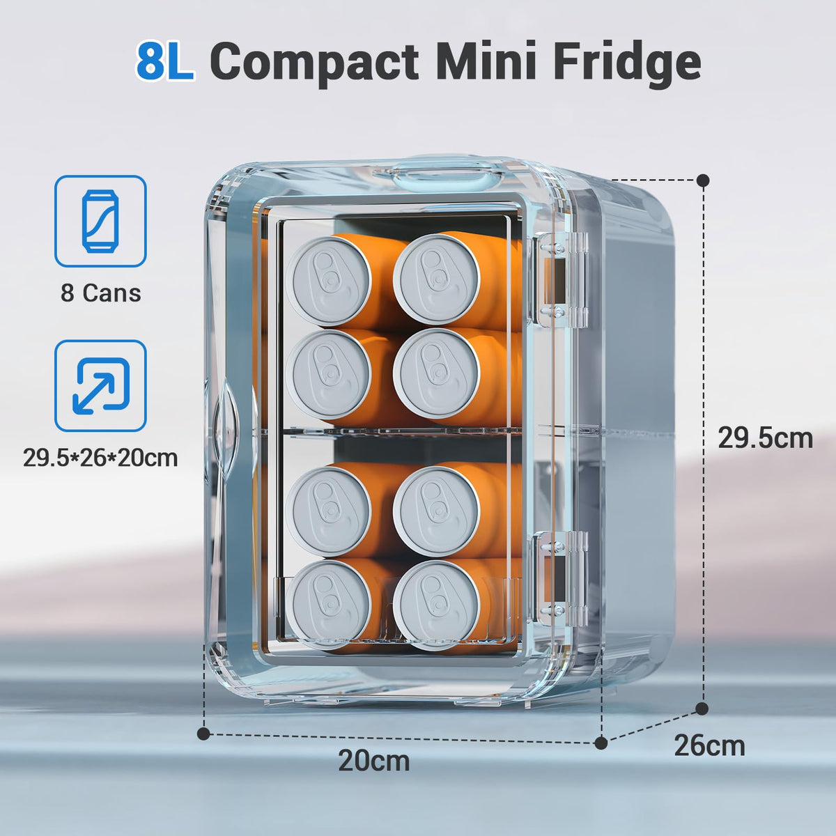 ARTETHYS Mini Fridge for Bedrooms, 10L Small Car Fridge, White