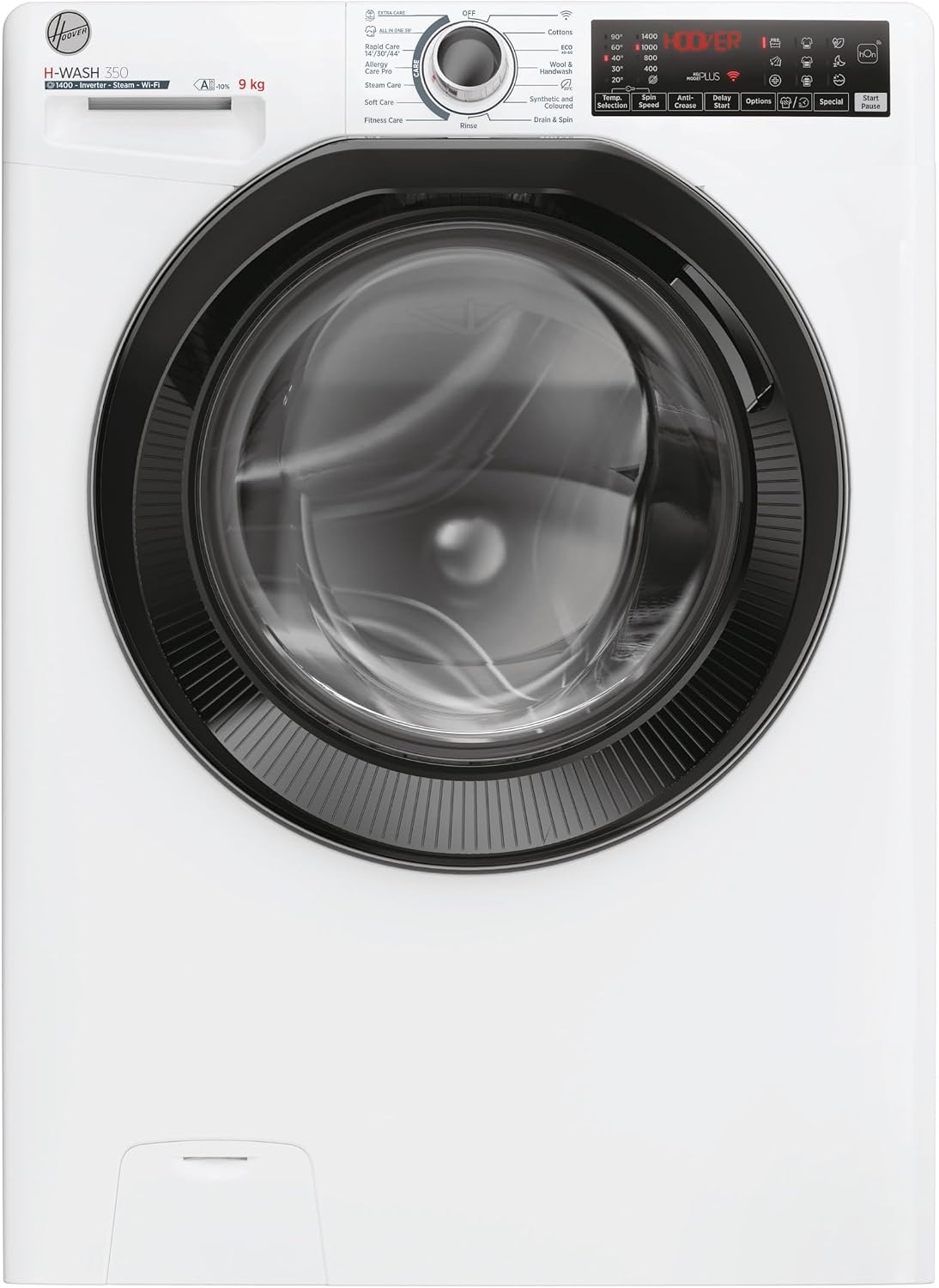 Hoover H-WASH 350 9kg Freestanding Washing Machine, 1400 RPM, A Rated, ECO-Power Inverter Motor, hOn App, 60 Programmes, Eco Doser, Power Care System, White, 60x53x85 cm - H3WPS496TAMB6-80