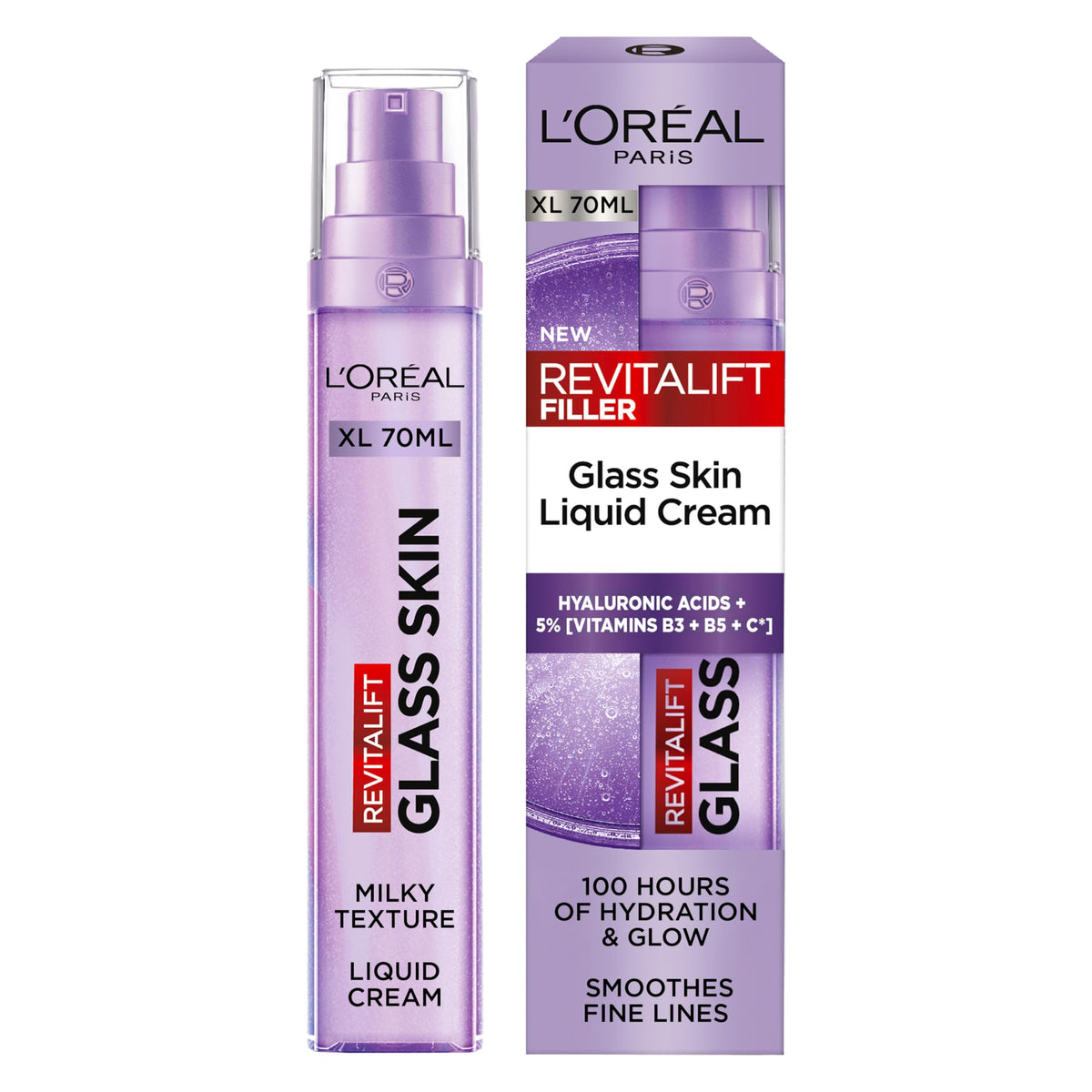 L'Oreal Paris Glass Skin Moisturiser, Revitalift Filler Liquid Cream 50ml