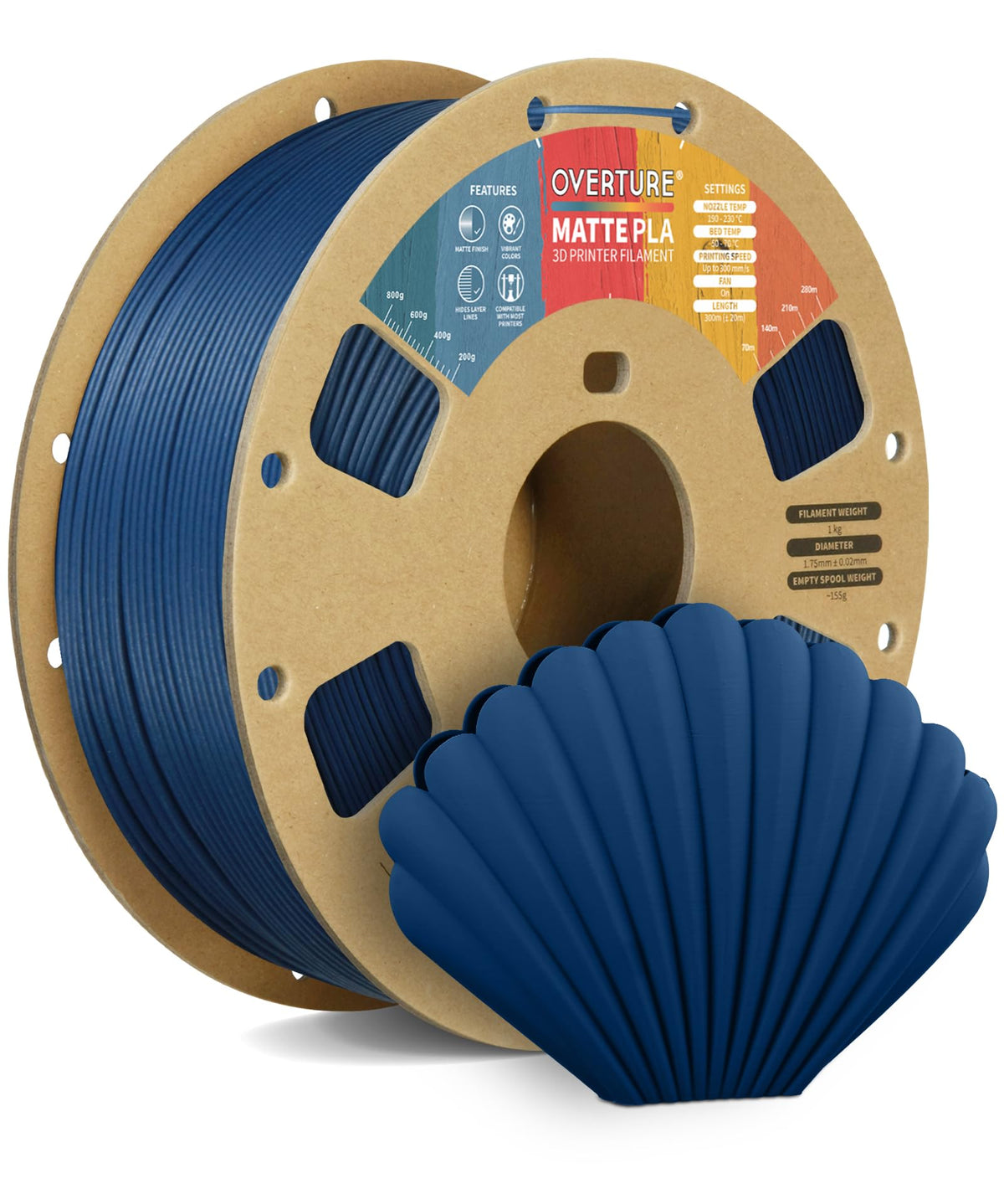 OVERTURE Matte PLA 3D Printer Filament 1.75mm, 1kg Light Brown