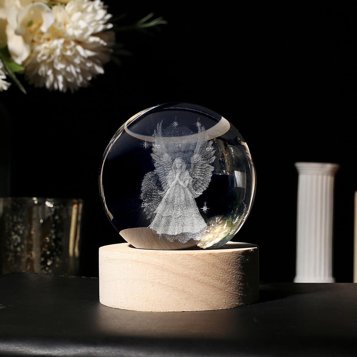 Glass Christmas Reindeer 3D Crystal Ball Christmas Ornaments